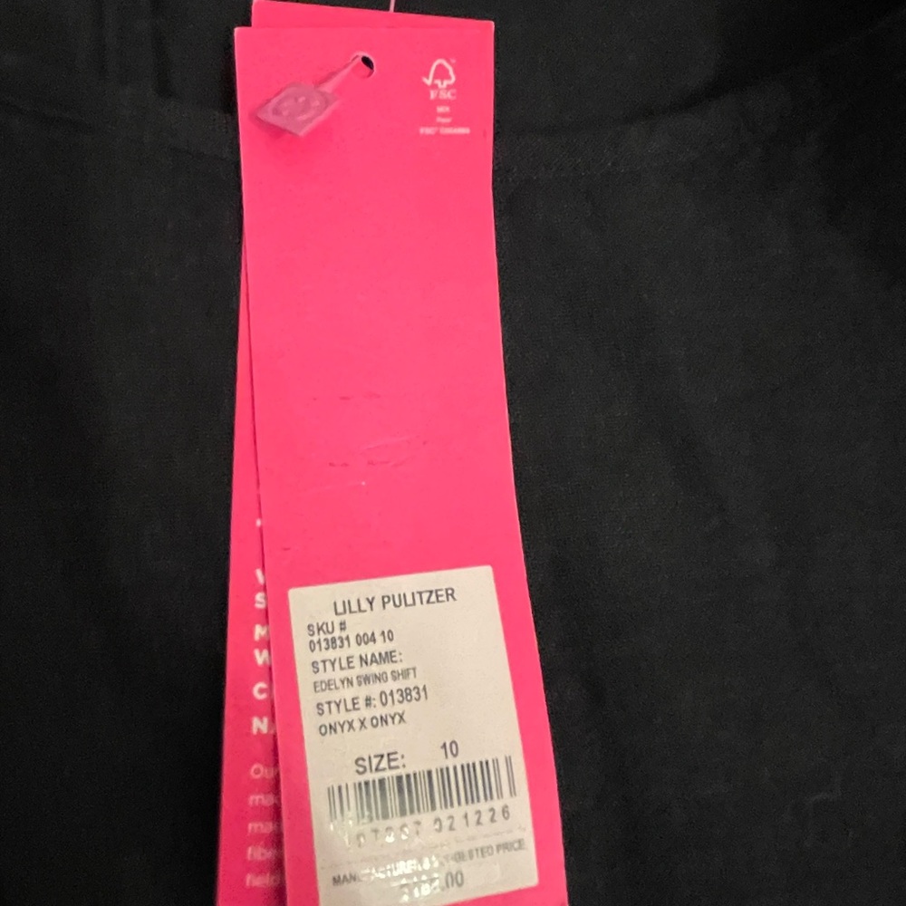 Lilly Pulitzer Classic Black lagoon linen zip back Dress 10 new with tags $188 - Picture 5 of 5